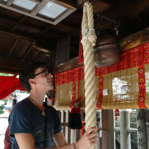 Mathias ringing the bell, Japan