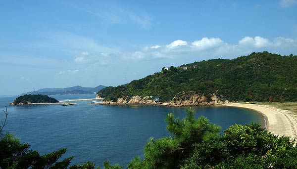 Art Museum perch at the sea and beach, Naoshima, Japan