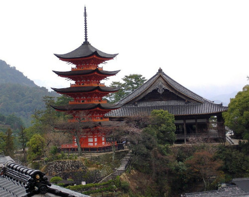 Five-Storied Pagoda and Senjokaku, Miyajima Island, Japan
