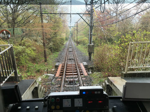 From the front of the train of Hakone Tozan Railway, Japan