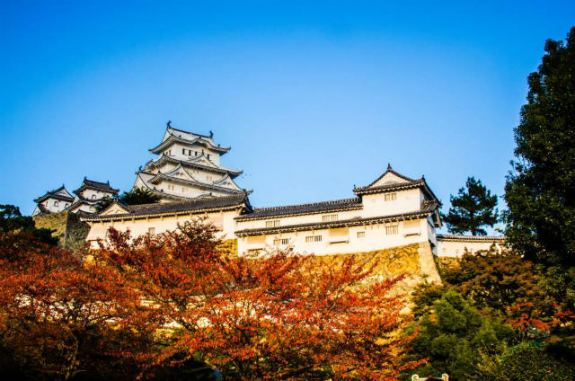 Japan's Himeji Castle during autumn