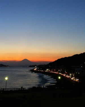 Kamakura night view at the beach, Japan