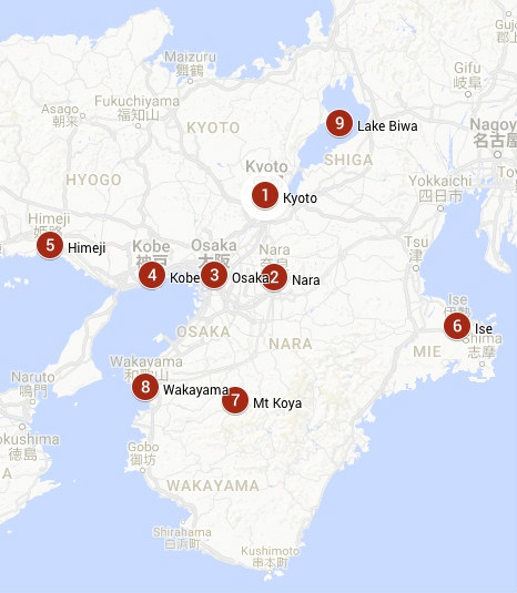 Kansai Kansai Travel Map, Japan