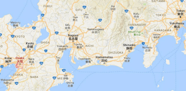 Osaka's location in Japan