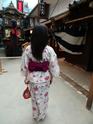 Wearing Kimono at Osaka Open Air Museum, Japan