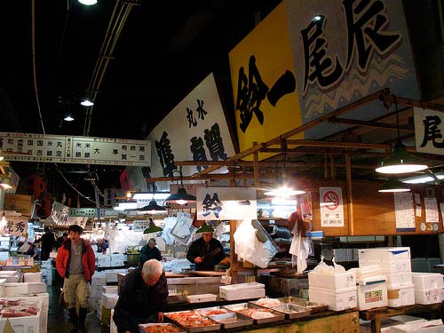 Tsujiki Fish Market in Tokyo, Japan